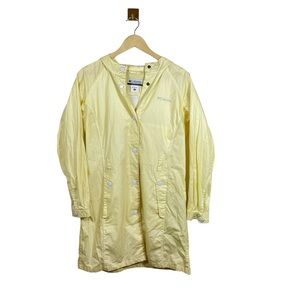 Vintage Columbia Women’s Hooded Long Rain Jacket in Pastel Yellow Size M
